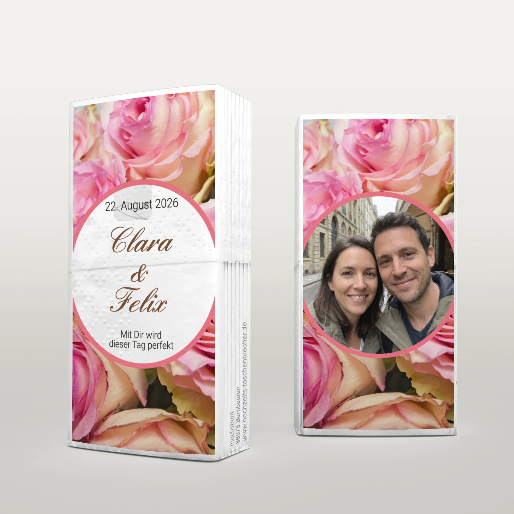 Romantische Hochzeitstaschentücher mit Rosenmotiv