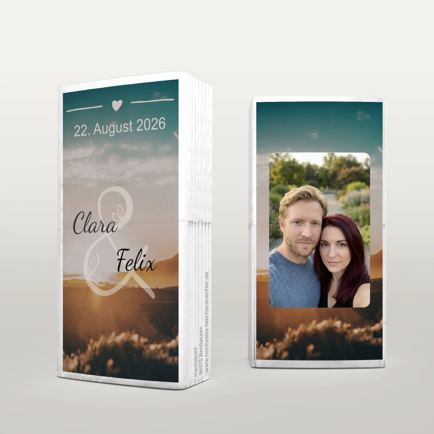 Moderne Hochzeitstaschentücher im Golden Sunset Stil für Freudentränen