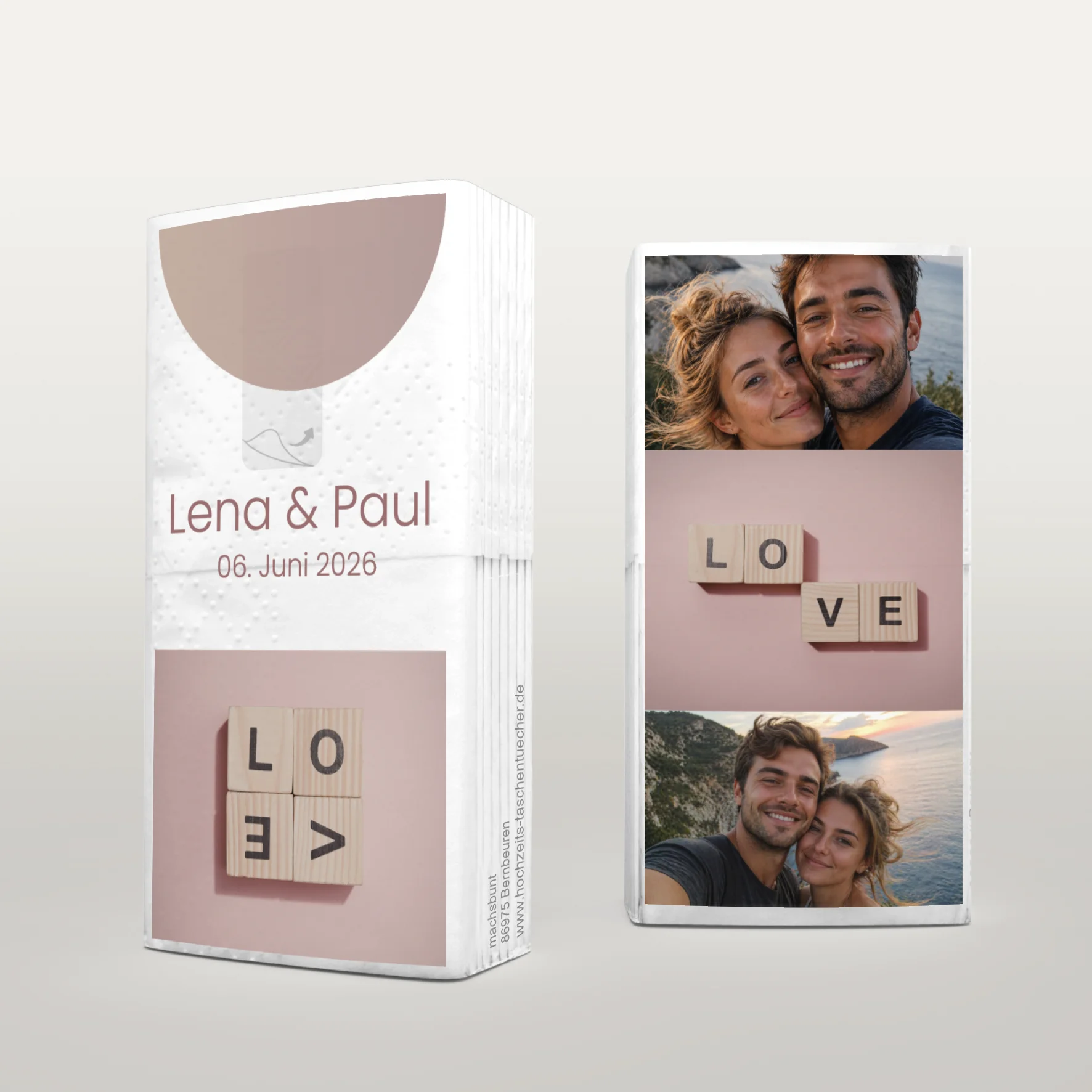 Kreative Hochzeitstaschentücher im Lego Love Stil mit Foto