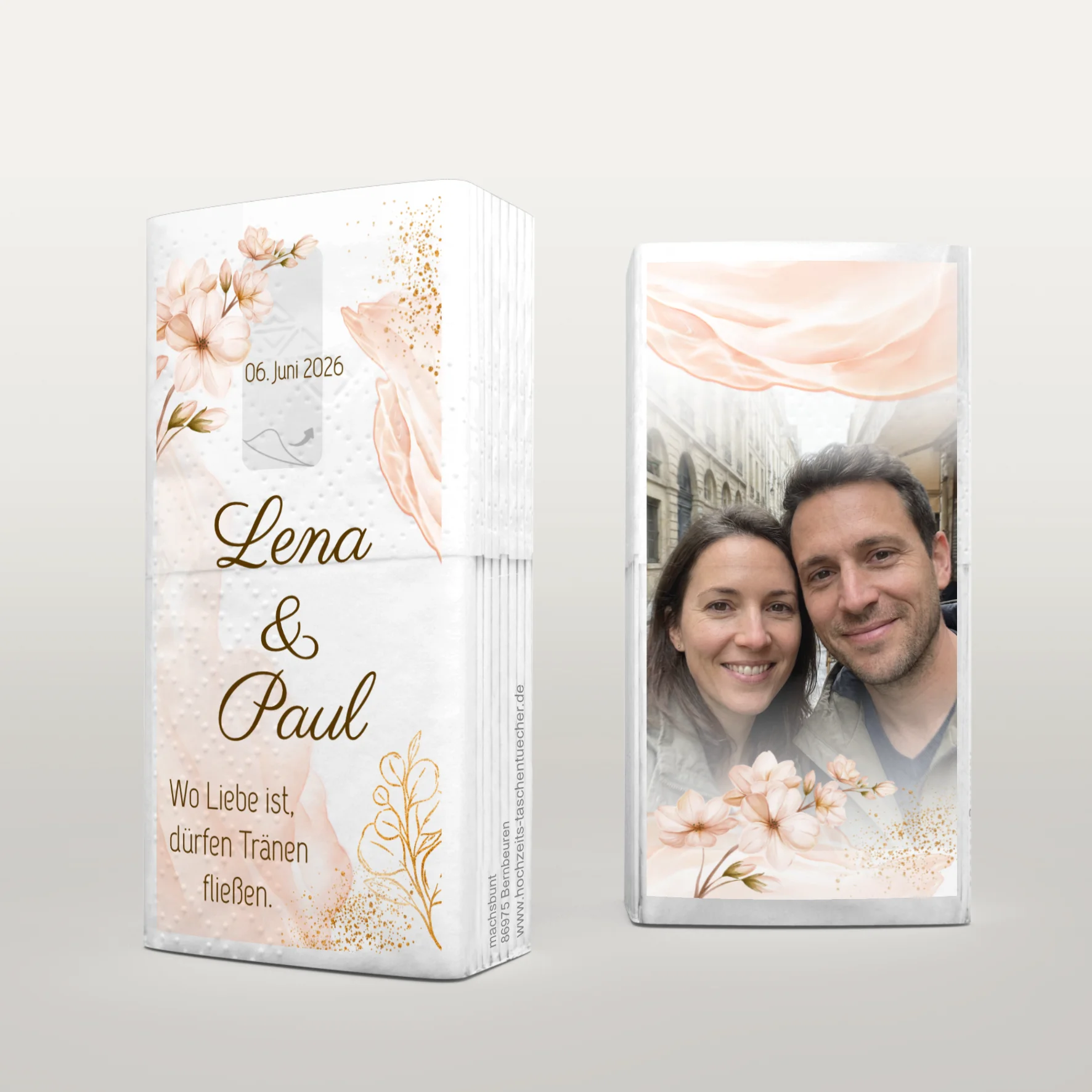Elegante Hochzeitstaschentücher mit Chiffon Design und Foto