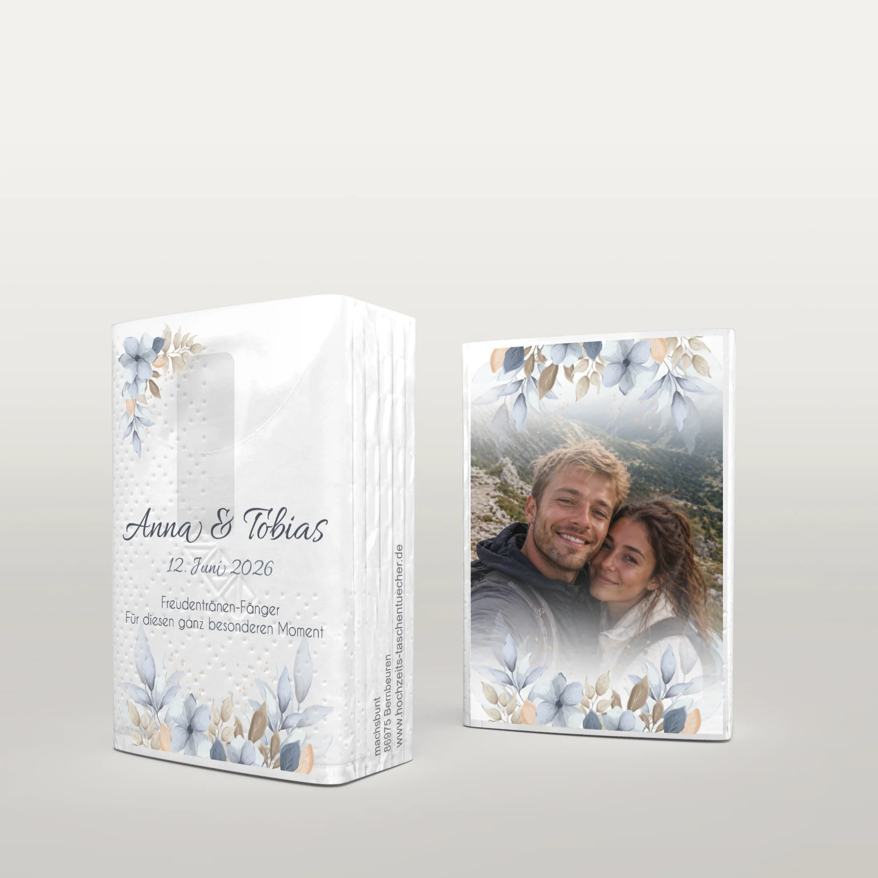 MINI Hochzeitstaschentücher mit Kornblumen Design zur Hochzeit
