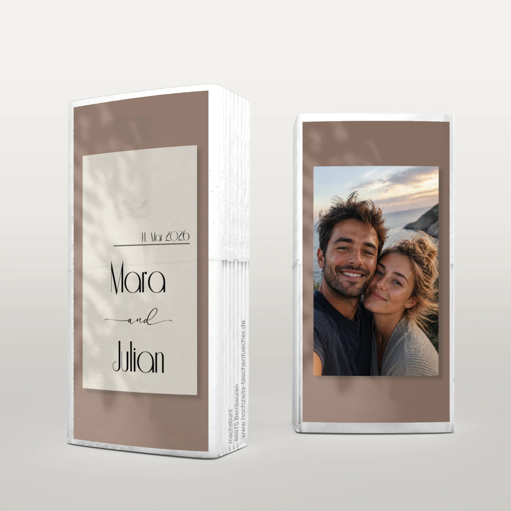 Moderne personalisierte Hochzeitstaschentücher mit Foto